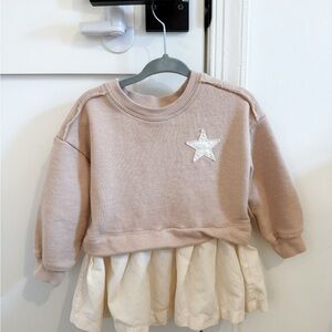 Grayson Mini Kids Beige Star Sweatshirt Dress